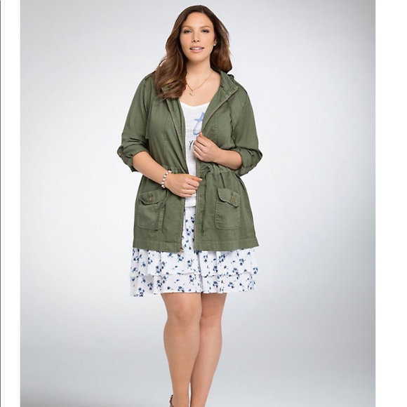 torrid Jackets & Blazers - Torrid HOODED ANORAK JACKET 2X Green Plus Size